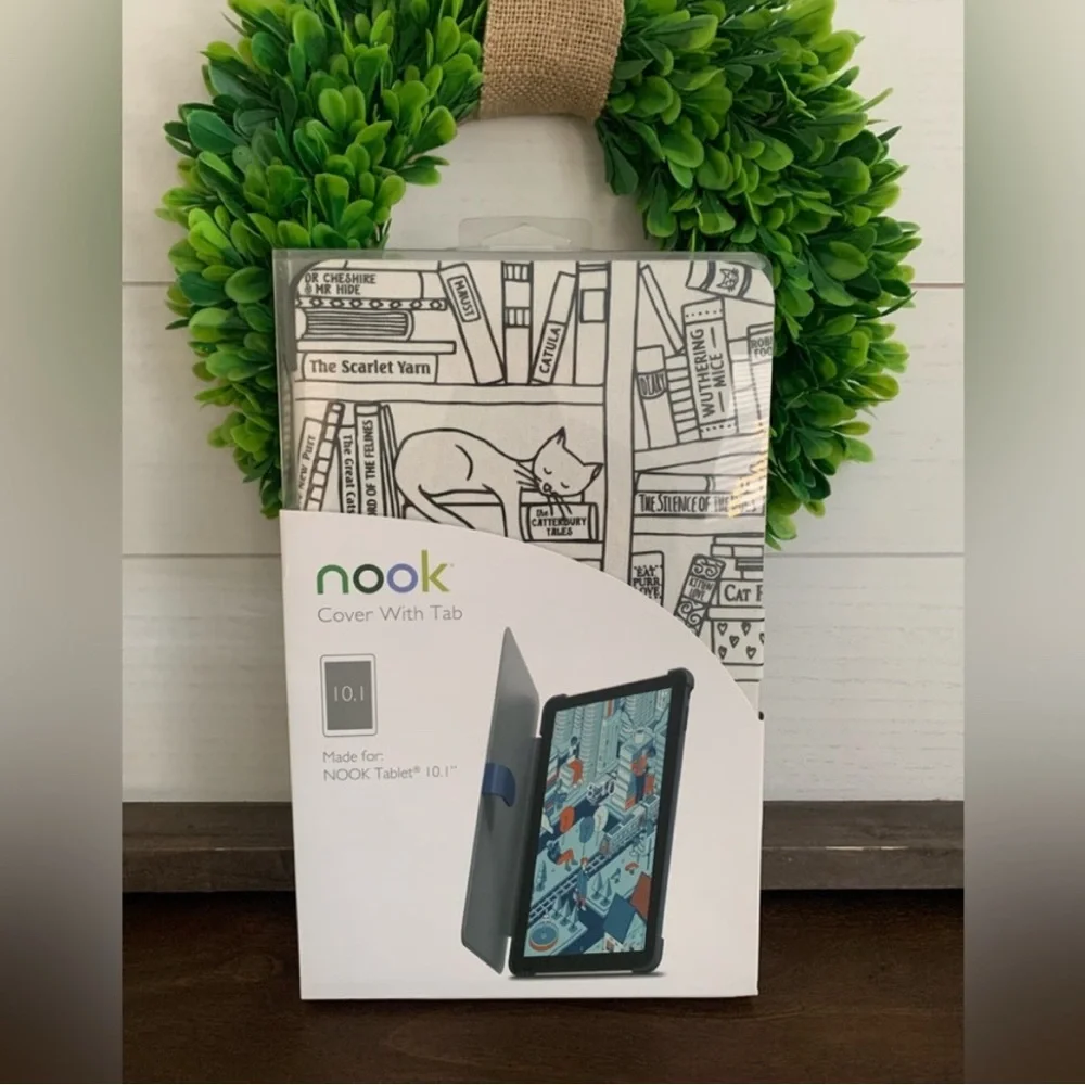 Nook tablet cover 10.1 Nook Cat Bookshelf cover NEW!!